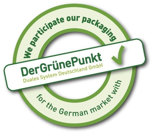 Der Grüne Punkt online label showing participation in the German dual packaging system.