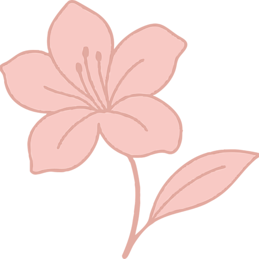 Minimal pink jindallae flower illustration used in Jeongsang-Mi branding