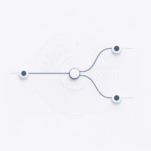 Minimal abstract diagram showing a central commerce flow splitting into multiple marketplace distribution paths.